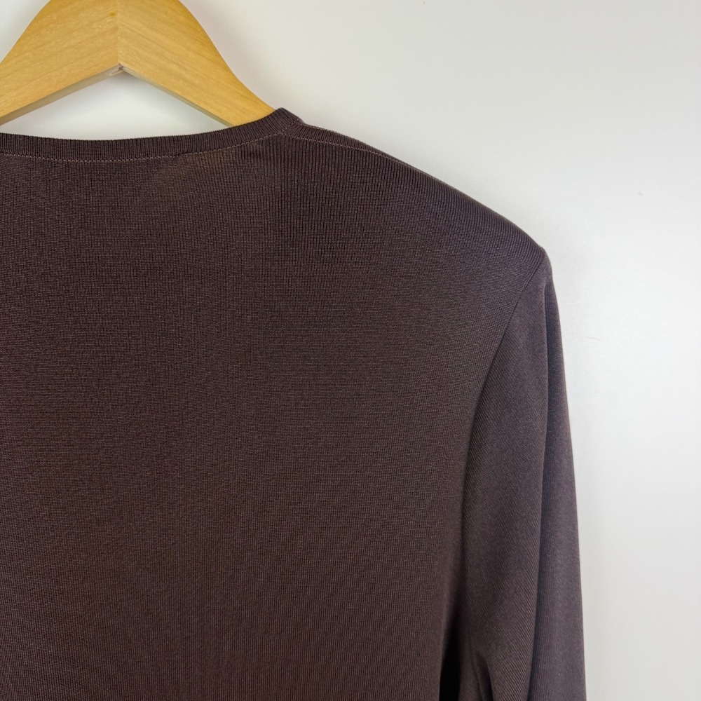 Misook Brown Open Front Duster Longline Cardigan Small Quiet Luxury Minimalist - Picture 3 of 8